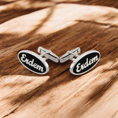 Sterling Silver Enamel Name Cufflinks For Groom