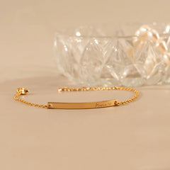 Curved Slim Bar Engraved Message Bracelet