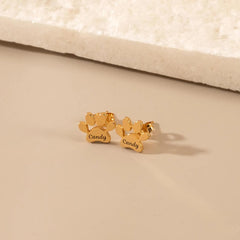 Personalized dog paw stud earrings with engraving