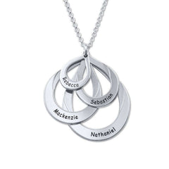 Engraved Sterling Silver Family Four Drops Necklace