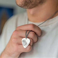 Custom Engraved Fingerprint Plectrum/Guitar Pick Necklace