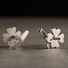 Four Leaf Clover - Personalized Engraved Initial Cufflinks