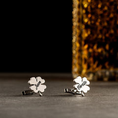 Four Leaf Clover - Personalized Engraved Initial Cufflinks