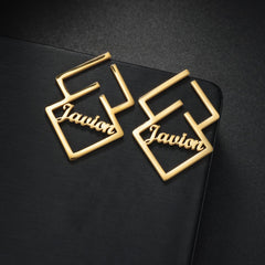 Jeluxa Custom Geometric Name Earrings β Personalized Gold Plated Statement Jewelry