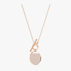 Ginger T-Bar with Pave Crystal Circle Pendant Necklace