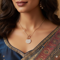 Ginger T-Bar with Pave Crystal Circle Pendant Necklace