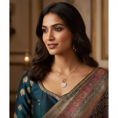 Ginger T-Bar with Pave Crystal Circle Pendant Necklace