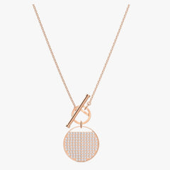 Ginger T-Bar with Pave Crystal Circle Pendant Necklace