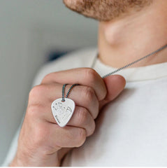 Personalized Baby Hand and Footprint Guitar Pick Necklace