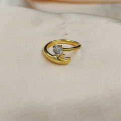 Handcraft Gold Plated Diamond Hug Ring For Women