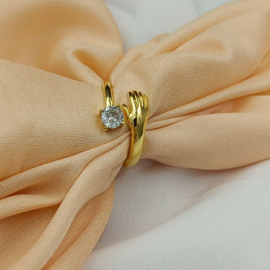 Handcraft Gold Plated Diamond Hug Ring For Women