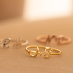 Handmade Custom Hallie Duo Initial Ring For Lovers
