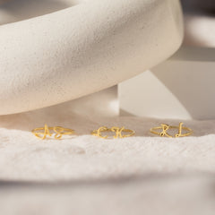 Handmade Custom Hallie Duo Initial Ring For Lovers