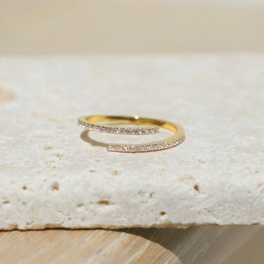 Dainty Spiral Wrap Open Diamond Stacking Ring