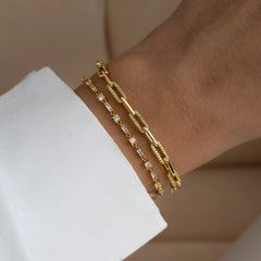 Dainty Paperclip Chain Bracelet with CZ Accents