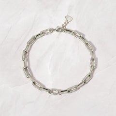 Dainty Paperclip Chain Bracelet with CZ Accents