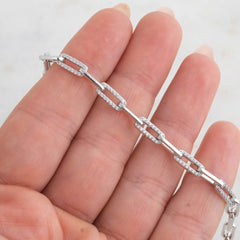 Dainty Paperclip Chain Bracelet with CZ Accents