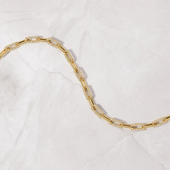 Dainty Paperclip Chain Bracelet with CZ Accents