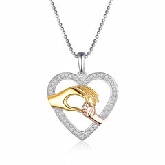 Holding Hand Heart Necklace for Mom
