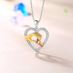 Holding Hand Heart Necklace for Mom