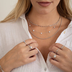 Sparkling Flower Chain Necklace for Women