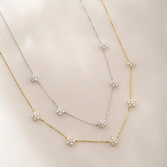 Sparkling Flower Chain Necklace for Women