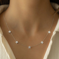 Sparkling Flower Chain Necklace for Women