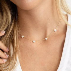 Sparkling Flower Chain Necklace for Women