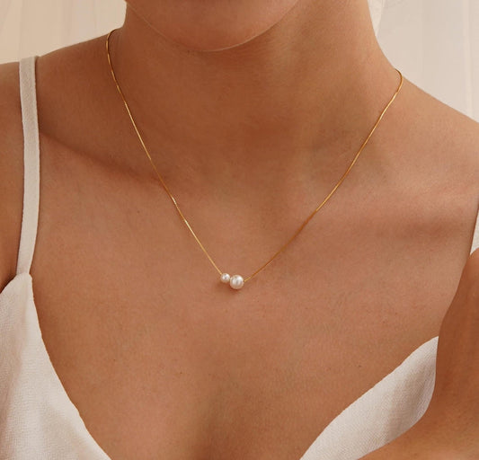 Simple & Elegant Freshwater Pearl Duo Necklace