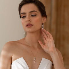 Bridal Pearl Drop Jewelry Set: Necklace and Earrings