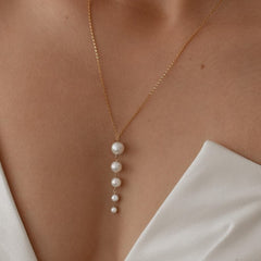 Bridal Pearl Drop Jewelry Set: Necklace and Earrings