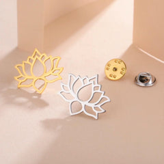 Minimalist Lotus Brooch for Suit or Blazer