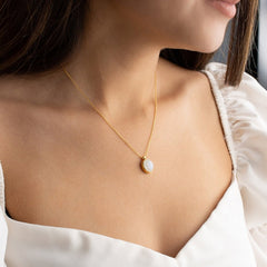 Blue Fire Natural Rainbow Moonstone Pendant Necklace