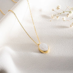 Blue Fire Natural Rainbow Moonstone Pendant Necklace