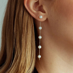 Elegant Multi-Station Pearl Chandelier Earrings
