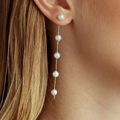 Elegant Multi-Station Pearl Chandelier Earrings