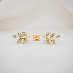 Nature Inspired Delicate Leaf Ear Climber Studs Earring