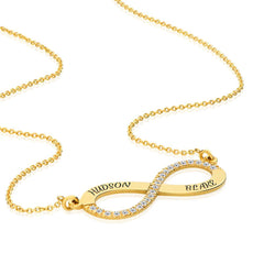 Personalize Name Engraved Infinity Necklace With Diamonds
