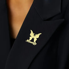 Butterfly Design Customized Name Brooch