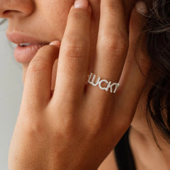 Personalized Dainty CZ Dimond Name Ring