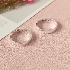 Personalized Text Engraved Couple Ring Set