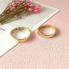 Personalized Text Engraved Couple Ring Set