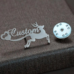 Custom Name Deer Brooch Elegant Reindeer Design