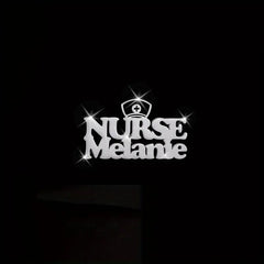 Custom Engraved Gold Nurse Name Tag Brooch