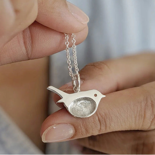 Personalized Fingerprint Robin Memorial Necklace