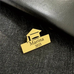 Custom Engraved Graduation Cap Name Pin Brooch
