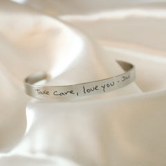 Personalized Actual Handwritten Cuff Bracelet - Jeluxa