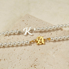 Personalized Old English Initial & Pearl Beaded Bracelet