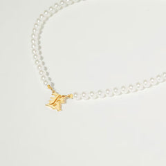 Personalized Old English Initial Pearl Beaded Necklace