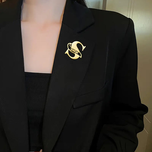 Personalized Custom Large Initial Letter Engraved Brooch